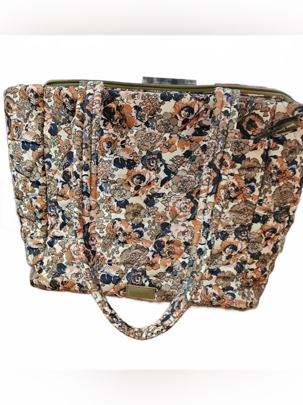 Quilted Vera Bradley Tote Bag in Petite Exuberant Floral Sage pattern